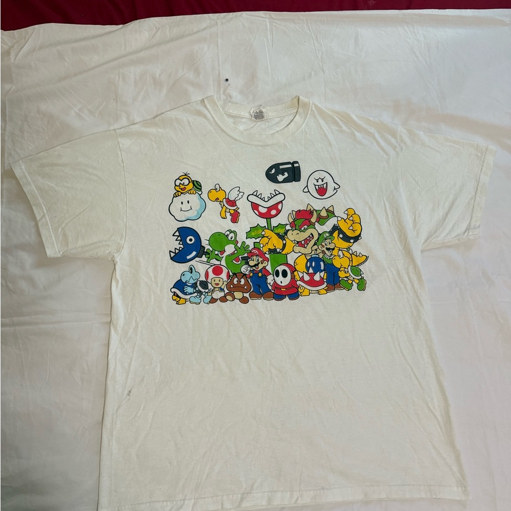White Graphic T-Shirt with Colorful Characters